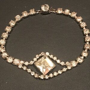 Vintage Silvertone Bracelet with Crystal Rhinestones